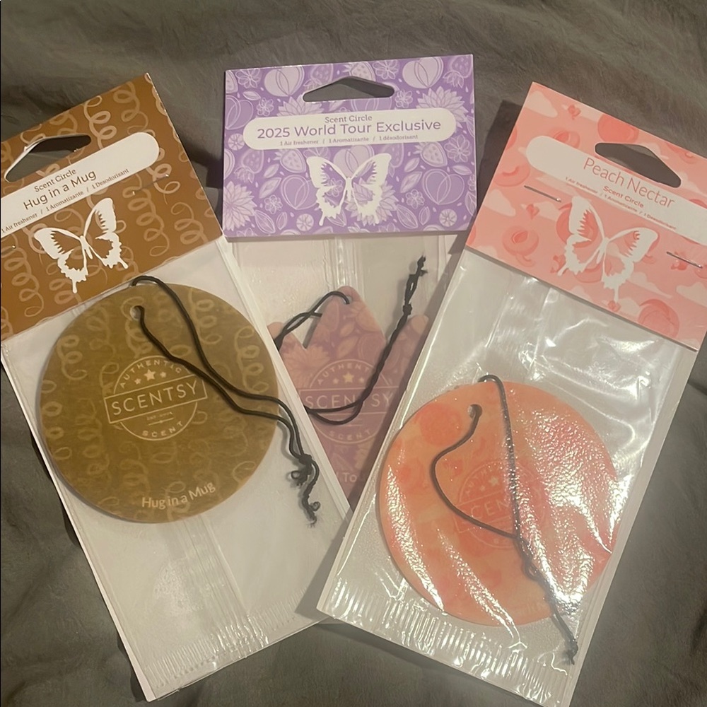 Scentsy Scented Air  Freshener Trio - Brown, Purple, and Pink